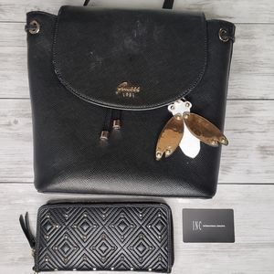 Guess Backpack Purse Bee Black INC Wallet Fashion Bundle Studs Rocker Chick